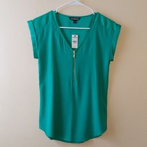 NWT Express Green Zip Blouse